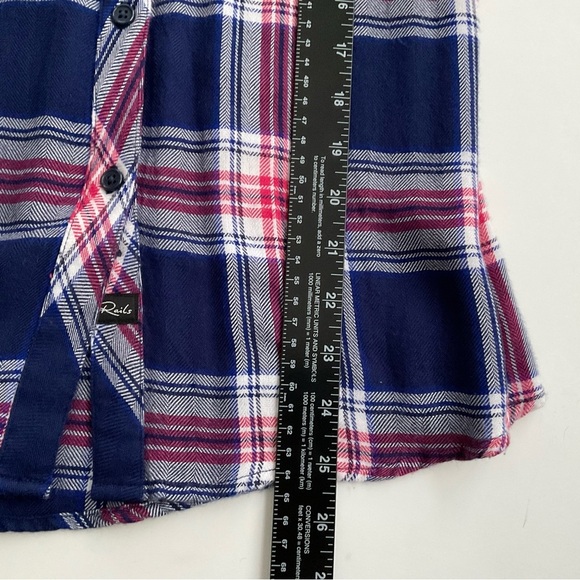 Rails Hunter Button Up Shirt XS Navy Rouge Cobalt  Plaid Western Cowgirl Boho - Picture 4 of 12